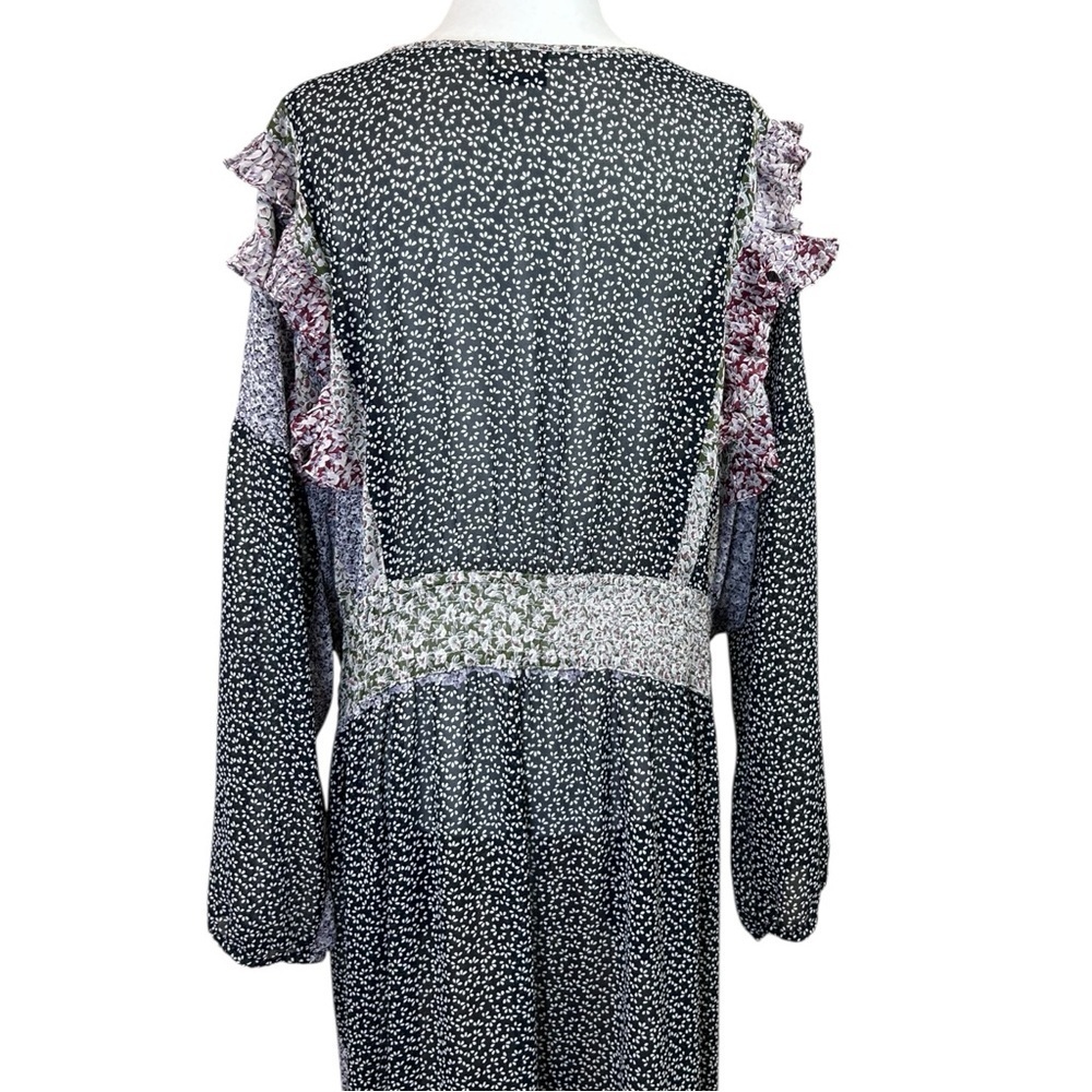 Diane Freis, Women’s Vintage Floral Midi Dress, Ruffle, Black One-Size / X-Large - Picture 12 of 17
